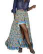 BTFBM Women 2025 Summer Fall Boho Long Skirts Dress Floral Print Elastic Waist Split Ruffle High Low Beach Maxi Skirt - 7DAY'S