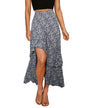 BTFBM Women 2025 Summer Fall Boho Long Skirts Dress Floral Print Elastic Waist Split Ruffle High Low Beach Maxi Skirt - 7DAY'S