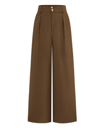 BTFBM Women Wide Leg Dress Pants 2025 High Waisted Button Pleated Business Casual Trousers Office Work Palazzo Pants - 7DAY'S