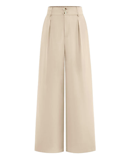 BTFBM Women Wide Leg Dress Pants 2025 High Waisted Button Pleated Business Casual Trousers Office Work Palazzo Pants - 7DAY'S