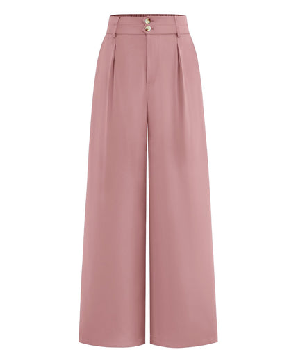 BTFBM Women Wide Leg Dress Pants 2025 High Waisted Button Pleated Business Casual Trousers Office Work Palazzo Pants - 7DAY'S