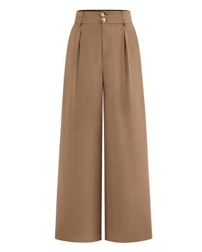 BTFBM Women Wide Leg Dress Pants 2025 High Waisted Button Pleated Business Casual Trousers Office Work Palazzo Pants - 7DAY'S