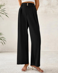 BTFBM Women Wide Leg Dress Pants 2025 High Waisted Button Pleated Business Casual Trousers Office Work Palazzo Pants - 7DAY'S