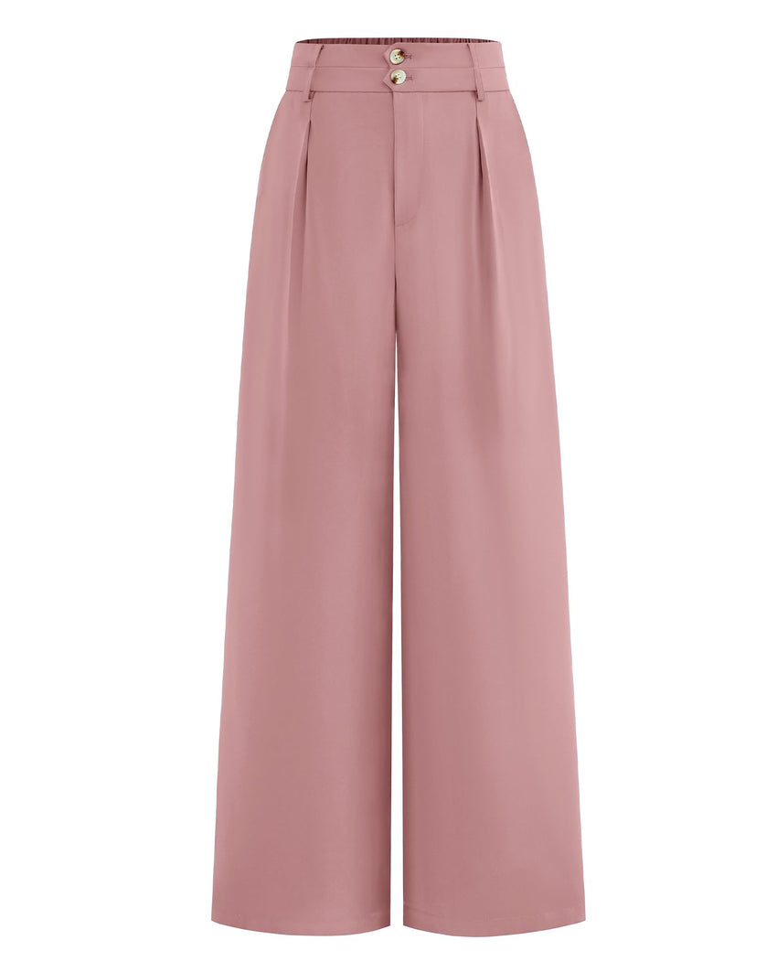 BTFBM Women Wide Leg Dress Pants 2025 High Waisted Button Pleated Business Casual Trousers Office Work Palazzo Pants - 7DAY'S