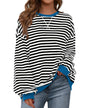 BTFBM Womens Oversized Striped Sweatshirt Crewneck Long Sleeve Pullover Top Casual Y2K Fall Clothes 2025 Workout Shirt - 7DAY'S