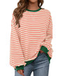 BTFBM Womens Oversized Striped Sweatshirt Crewneck Long Sleeve Pullover Top Casual Y2K Fall Clothes 2025 Workout Shirt - 7DAY'S