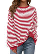 BTFBM Womens Oversized Striped Sweatshirt Crewneck Long Sleeve Pullover Top Casual Y2K Fall Clothes 2025 Workout Shirt - 7DAY'S