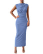 BTFBM Women's Ruched Bodycon Dress Summer Casual Sleeveless Back Slit Elegant Club Evening Party Cocktail Maxi Dresses - 7DAY'S