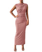 BTFBM Women's Ruched Bodycon Dress Summer Casual Sleeveless Back Slit Elegant Club Evening Party Cocktail Maxi Dresses - 7DAY'S