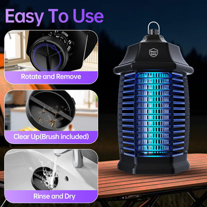 Bug Zapper Indoor, Fly Zappers Electric Mosquitoes Insect Gant Fruit Flies Moth Traps with 4200V for Home Living Room Bedroom Kitchen Backyard Patio Garage Office Camping - 7DAY'S