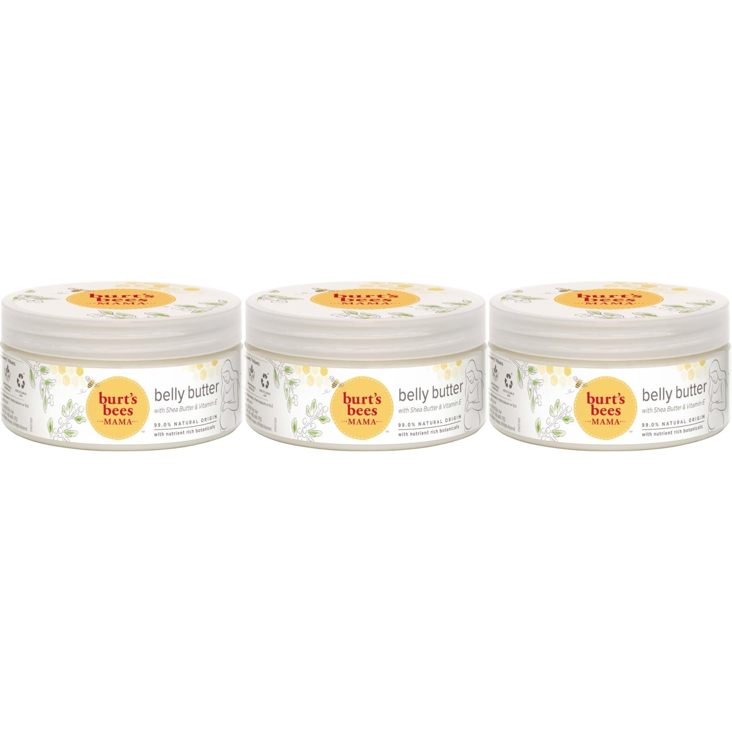 Burt's Bees Mama Belly Butter Stretch Mark Cream for Pregnancy Massages Body & Reduces Scar Appearance, Prenatal & Postnatal Tummy Skin Care, Shea Butter & Vitamin E Rich Formula, 6.5 Oz Tub - 7DAY'S