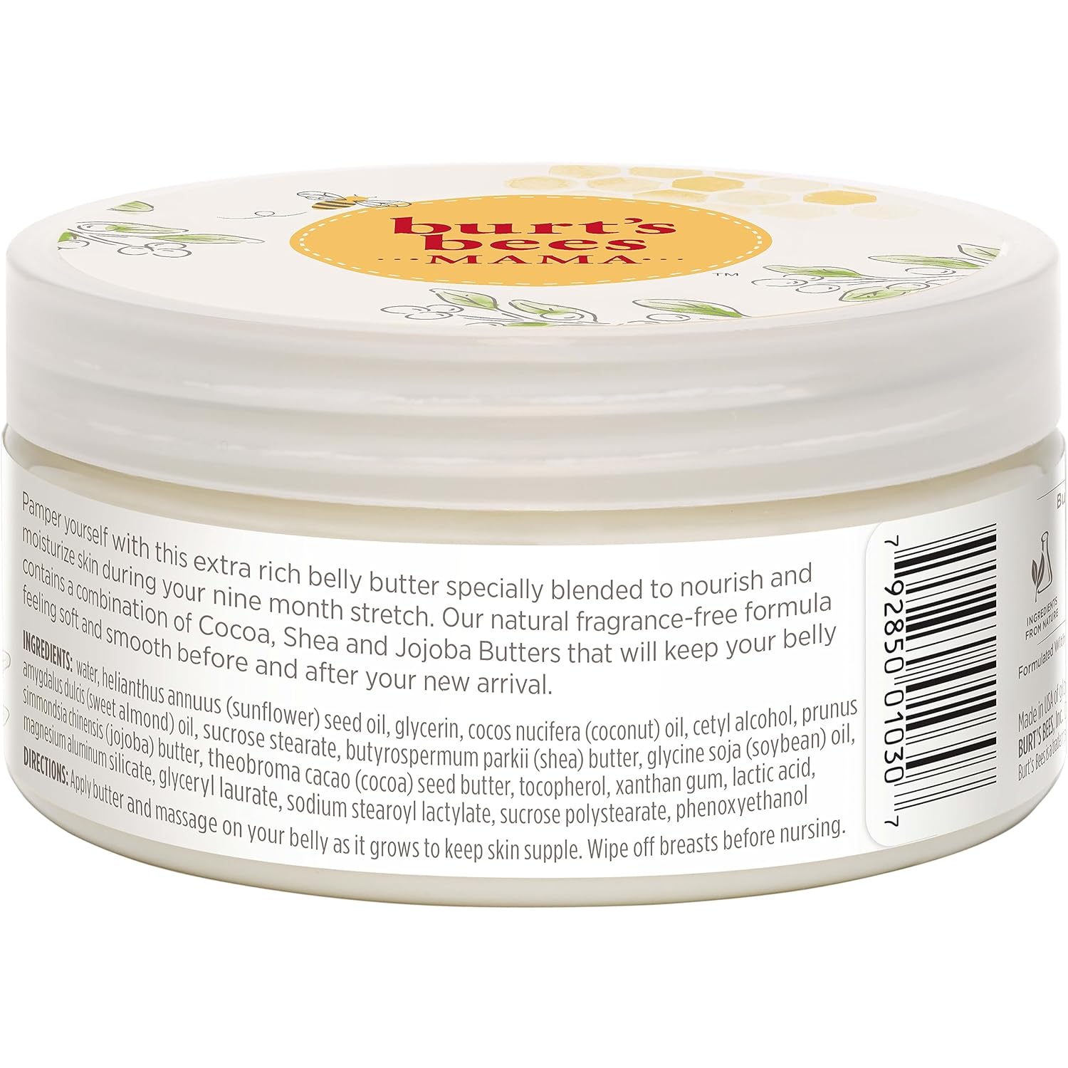 Burt's Bees Mama Belly Butter Stretch Mark Cream for Pregnancy Massages Body & Reduces Scar Appearance, Prenatal & Postnatal Tummy Skin Care, Shea Butter & Vitamin E Rich Formula, 6.5 Oz Tub - 7DAY'S