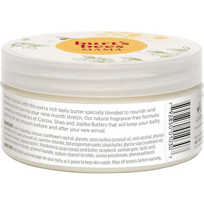 Burt's Bees Mama Belly Butter Stretch Mark Cream for Pregnancy Massages Body & Reduces Scar Appearance, Prenatal & Postnatal Tummy Skin Care, Shea Butter & Vitamin E Rich Formula, 6.5 Oz Tub - 7DAY'S