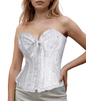 Bustier Corset Tops for Women Overbust Lace Up Date Night Outfit Strapless Steel Boned Going Out Holiday Party Rave Valentine Tank Tops - 7DAY'S