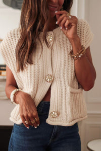 Button Down Sweater Vest with Pockets - 7DAY'S