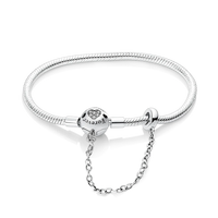 Silver Plated Stars Heart Shape Butterflies Clover Clasp Bracelet for Women Fit Original Charms Beads DIY Making Gift