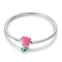 Silver Plated Stars Heart Shape Butterflies Clover Clasp Bracelet for Women Fit Original Charms Beads DIY Making Gift