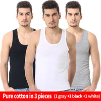 Men's solid color basic cotton narrow shoulder vest fashion casual men's T-shirt sports fitness Joker round neck youth vest - 7DAY'S