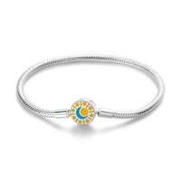 Silver Plated Stars Heart Shape Butterflies Clover Clasp Bracelet for Women Fit Original Charms Beads DIY Making Gift