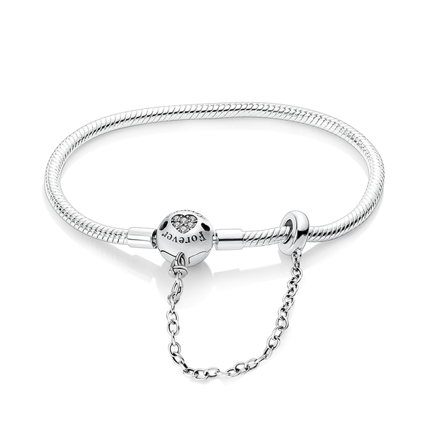 Silver Plated Stars Heart Shape Butterflies Clover Clasp Bracelet for Women Fit Original Charms Beads DIY Making Gift