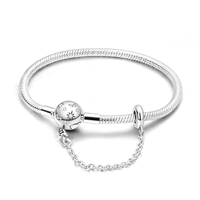 Silver Plated Stars Heart Shape Butterflies Clover Clasp Bracelet for Women Fit Original Charms Beads DIY Making Gift