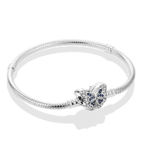 Silver Plated Stars Heart Shape Butterflies Clover Clasp Bracelet for Women Fit Original Charms Beads DIY Making Gift