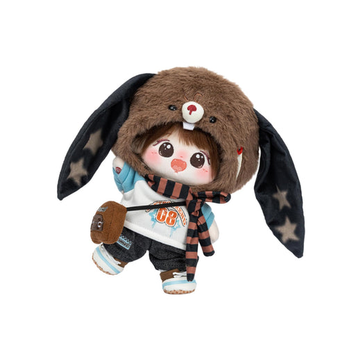 CALEMBOU 20cm Plush Doll, Cute Soft Stuffed Dress up Doll with Skeleton, Kawaii Plush Toys for Birthday with Clothes (Amiao + Working Lamb Set) - 7DAY'S