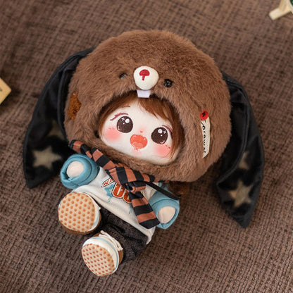 CALEMBOU 20cm Plush Doll, Cute Soft Stuffed Dress up Doll with Skeleton, Kawaii Plush Toys for Birthday with Clothes (Amiao + Working Lamb Set) - 7DAY'S