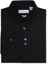 Calvin Klein Boys' Long Sleeve Sateen Dress Shirt, Button - Down Style with Cuffs & Shirttail Hem - 7DAY'S