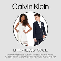 Calvin Klein Boys' Long Sleeve Sateen Dress Shirt, Button - Down Style with Cuffs & Shirttail Hem - 7DAY'S