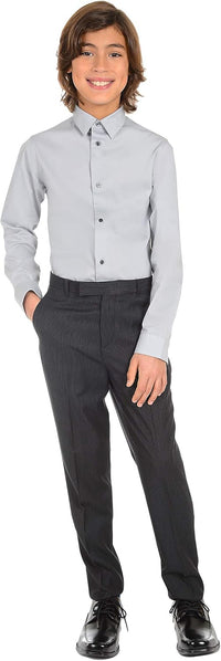 Calvin Klein Boys' Long Sleeve Sateen Dress Shirt, Button - Down Style with Cuffs & Shirttail Hem - 7DAY'S