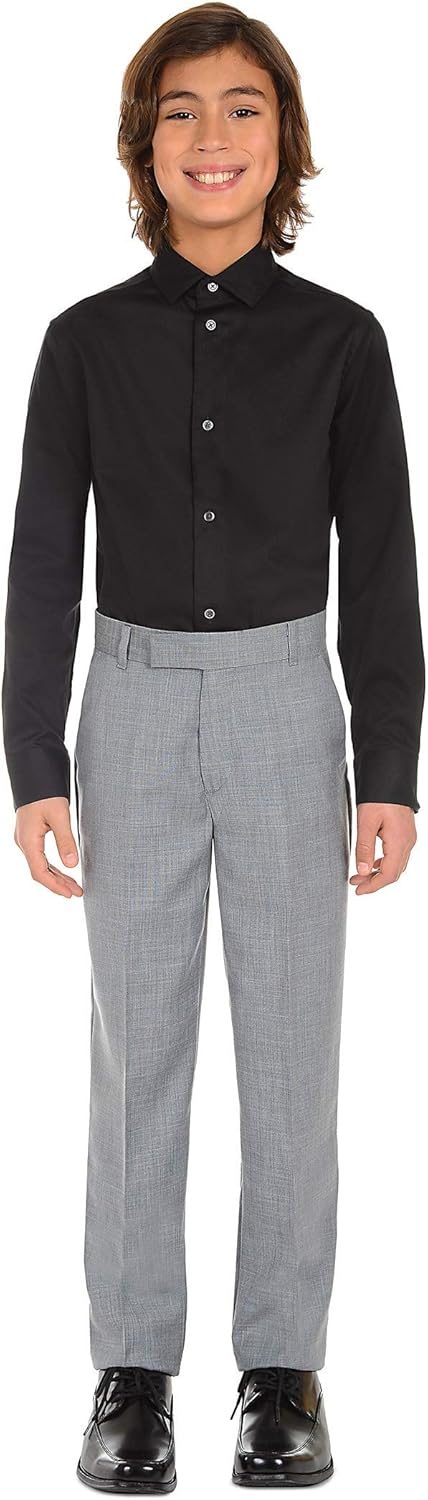 Calvin Klein Boys' Long Sleeve Sateen Dress Shirt, Button - Down Style with Cuffs & Shirttail Hem - 7DAY'S