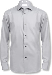 Calvin Klein Boys' Long Sleeve Sateen Dress Shirt, Button - Down Style with Cuffs & Shirttail Hem - 7DAY'S