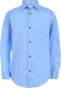 Calvin Klein Boys' Long Sleeve Sateen Dress Shirt, Button - Down Style with Cuffs & Shirttail Hem - 7DAY'S