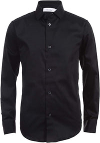 Calvin Klein Boys' Long Sleeve Sateen Dress Shirt, Button - Down Style with Cuffs & Shirttail Hem - 7DAY'S