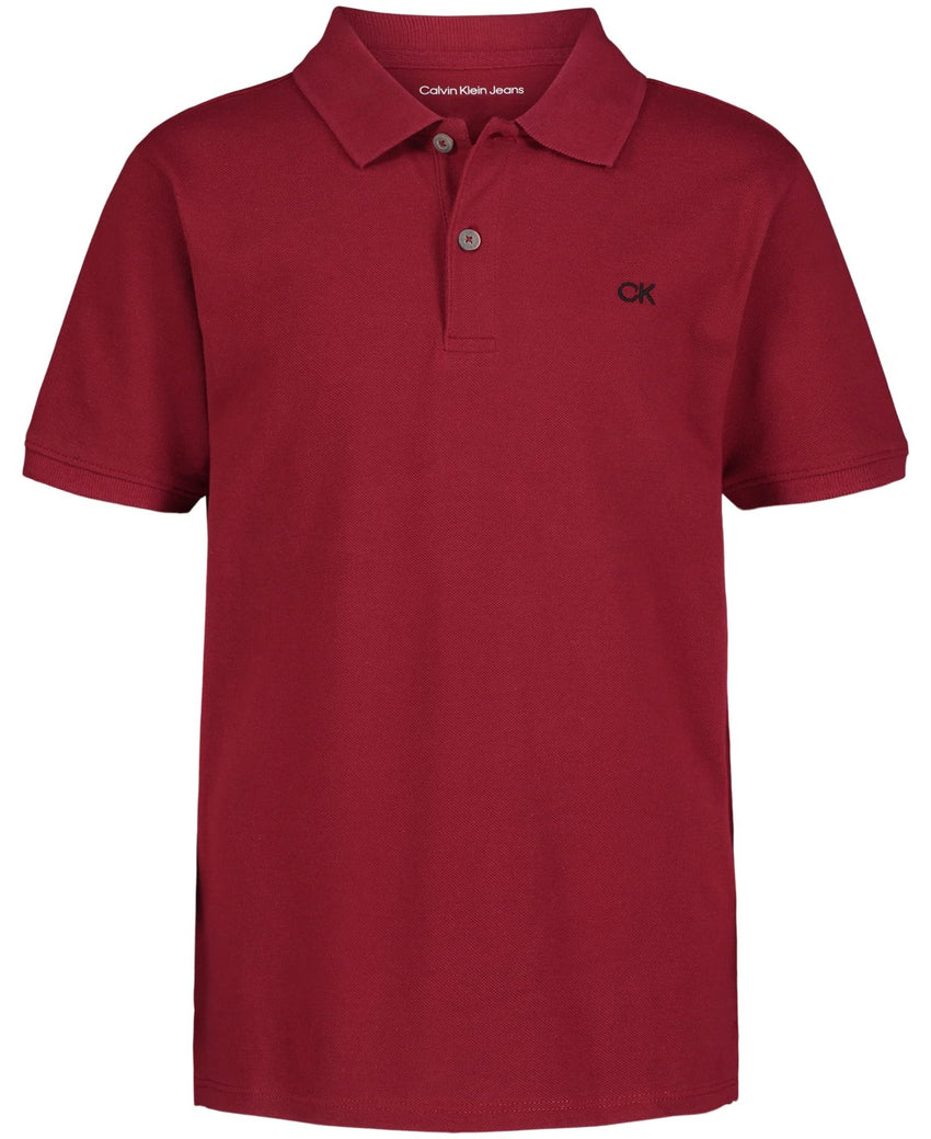 Calvin Klein Boys' Short Sleeve Micro Pique Solid Polo, Button Closure, Soft & Comfortable - 7DAY'S