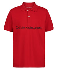 Calvin Klein Boys' Short Sleeve Micro Pique Solid Polo, Button Closure, Soft & Comfortable - 7DAY'S