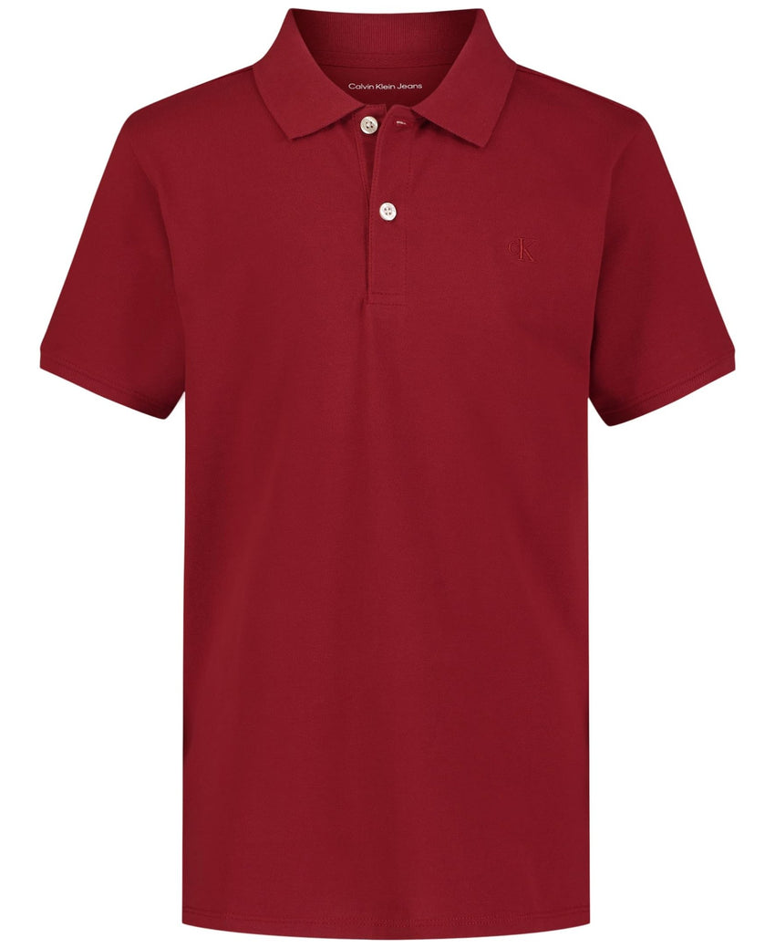 Calvin Klein Boys' Short Sleeve Micro Pique Solid Polo, Button Closure, Soft & Comfortable - 7DAY'S