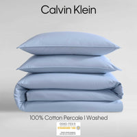 Calvin Klein - King Comforter Set, Modern Cotton Washed Percale Bedding with Matching Shams, Oeko - Tex Certified (Washed Percale White, King) - 7DAY'S