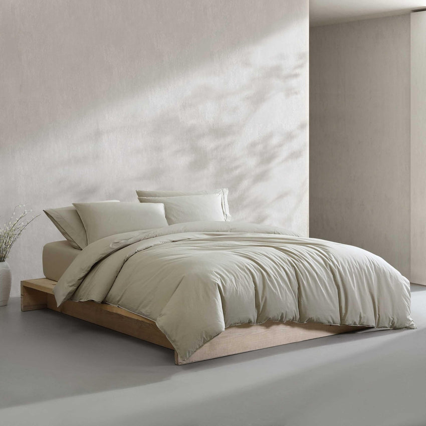 Calvin Klein - King Comforter Set, Modern Cotton Washed Percale Bedding with Matching Shams, Oeko - Tex Certified (Washed Percale White, King) - 7DAY'S