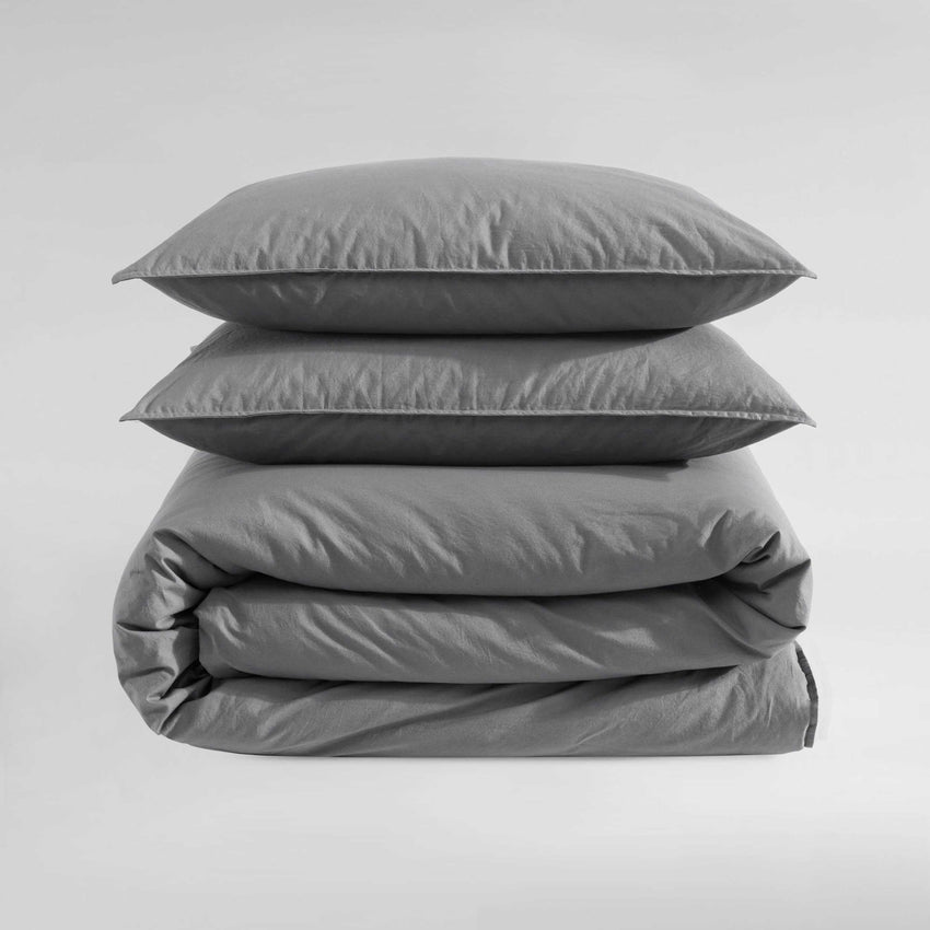 Calvin Klein - King Comforter Set, Modern Cotton Washed Percale Bedding with Matching Shams, Oeko - Tex Certified (Washed Percale White, King) - 7DAY'S