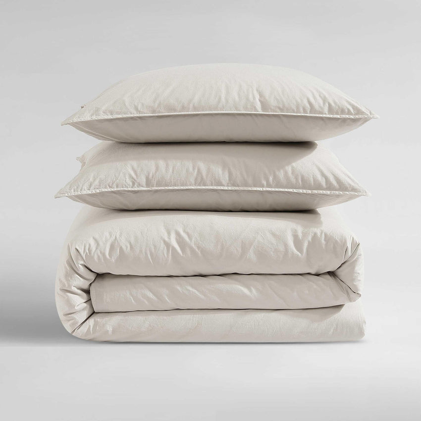 Calvin Klein - King Comforter Set, Modern Cotton Washed Percale Bedding with Matching Shams, Oeko - Tex Certified (Washed Percale White, King) - 7DAY'S