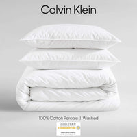 Calvin Klein - King Comforter Set, Modern Cotton Washed Percale Bedding with Matching Shams, Oeko - Tex Certified (Washed Percale White, King) - 7DAY'S