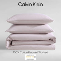 Calvin Klein - King Comforter Set, Modern Cotton Washed Percale Bedding with Matching Shams, Oeko - Tex Certified (Washed Percale White, King) - 7DAY'S