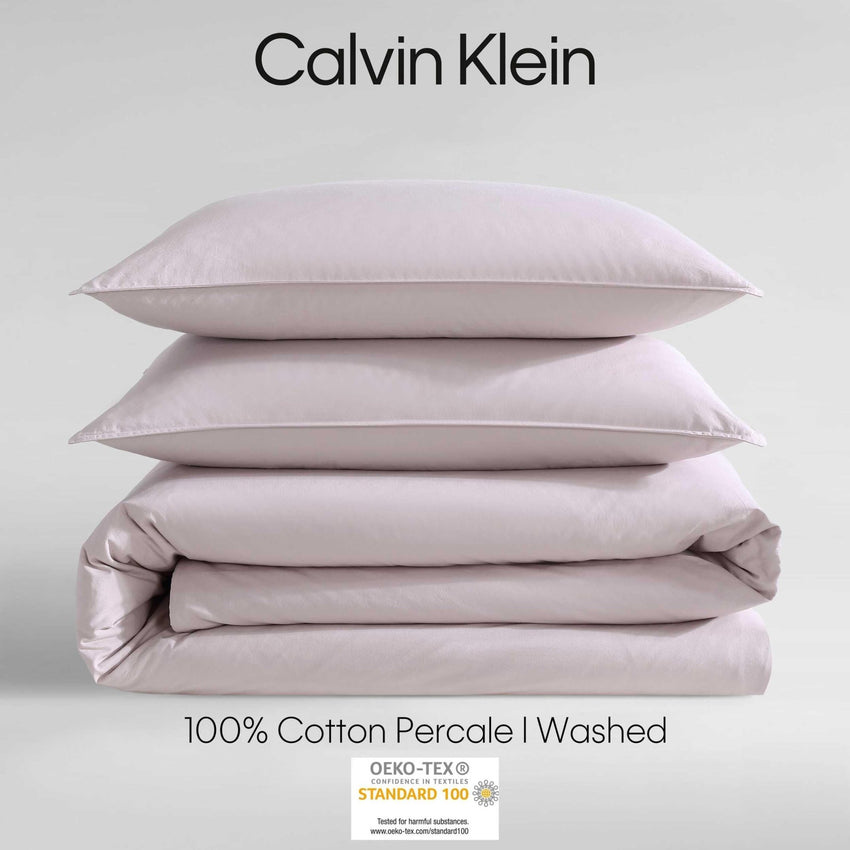 Calvin Klein - King Comforter Set, Modern Cotton Washed Percale Bedding with Matching Shams, Oeko - Tex Certified (Washed Percale White, King) - 7DAY'S