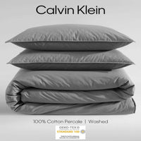 Calvin Klein - King Comforter Set, Modern Cotton Washed Percale Bedding with Matching Shams, Oeko - Tex Certified (Washed Percale White, King) - 7DAY'S