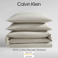 Calvin Klein - King Comforter Set, Modern Cotton Washed Percale Bedding with Matching Shams, Oeko - Tex Certified (Washed Percale White, King) - 7DAY'S
