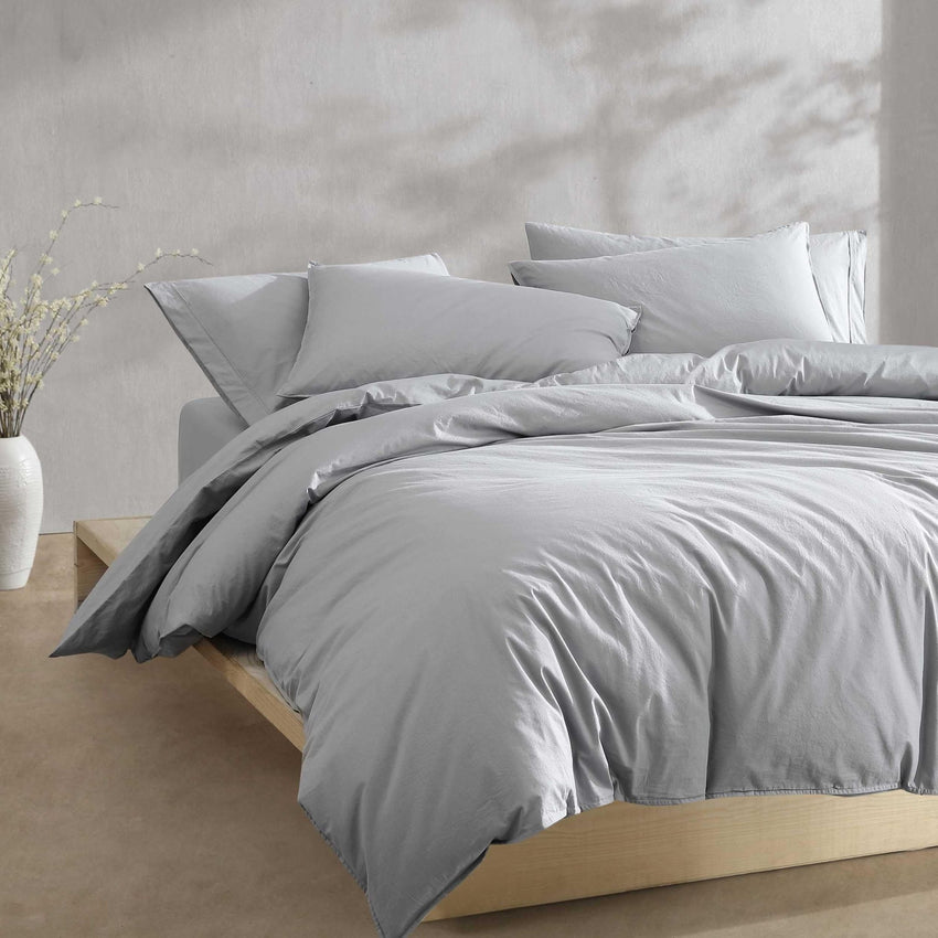 Calvin Klein - King Comforter Set, Modern Cotton Washed Percale Bedding with Matching Shams, Oeko - Tex Certified (Washed Percale White, King) - 7DAY'S