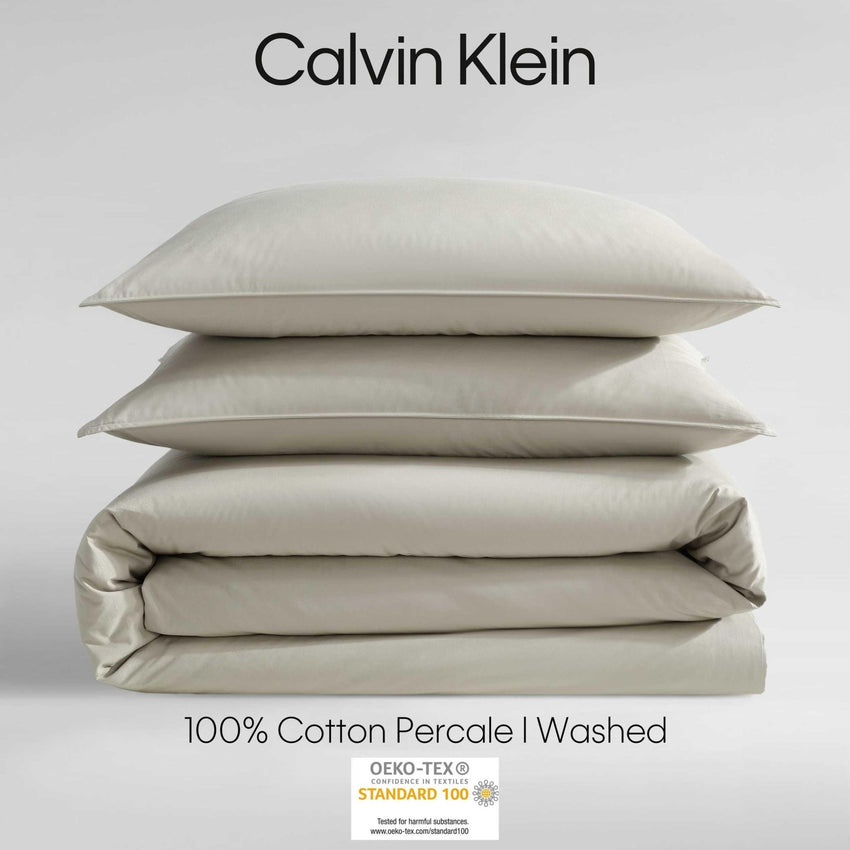 Calvin Klein - King Comforter Set, Modern Cotton Washed Percale Bedding with Matching Shams, Oeko - Tex Certified (Washed Percale White, King) - 7DAY'S
