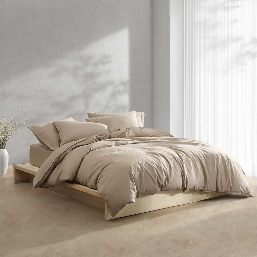 Calvin Klein - King Comforter Set, Modern Cotton Washed Percale Bedding with Matching Shams, Oeko - Tex Certified (Washed Percale White, King) - 7DAY'S
